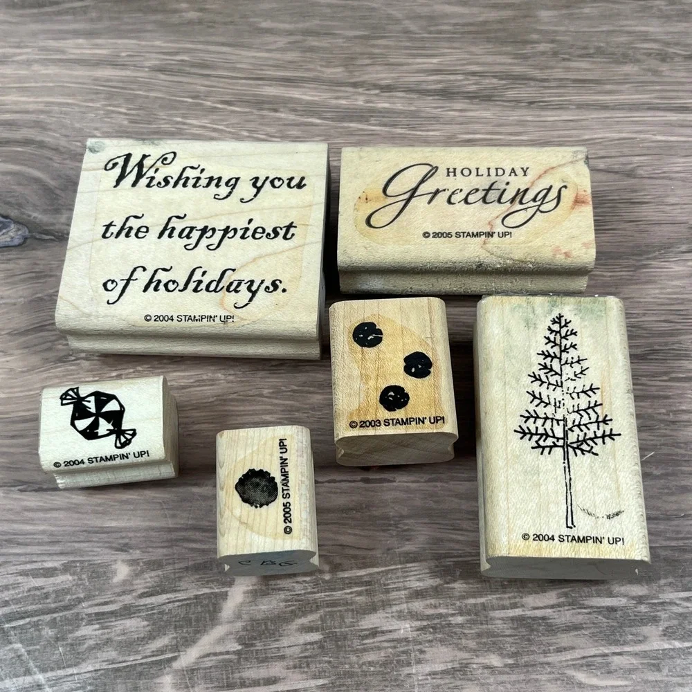 Vintage Stampin Up Christmas Rubber Stamp Lot 25pc Wood Block Holiday Winter